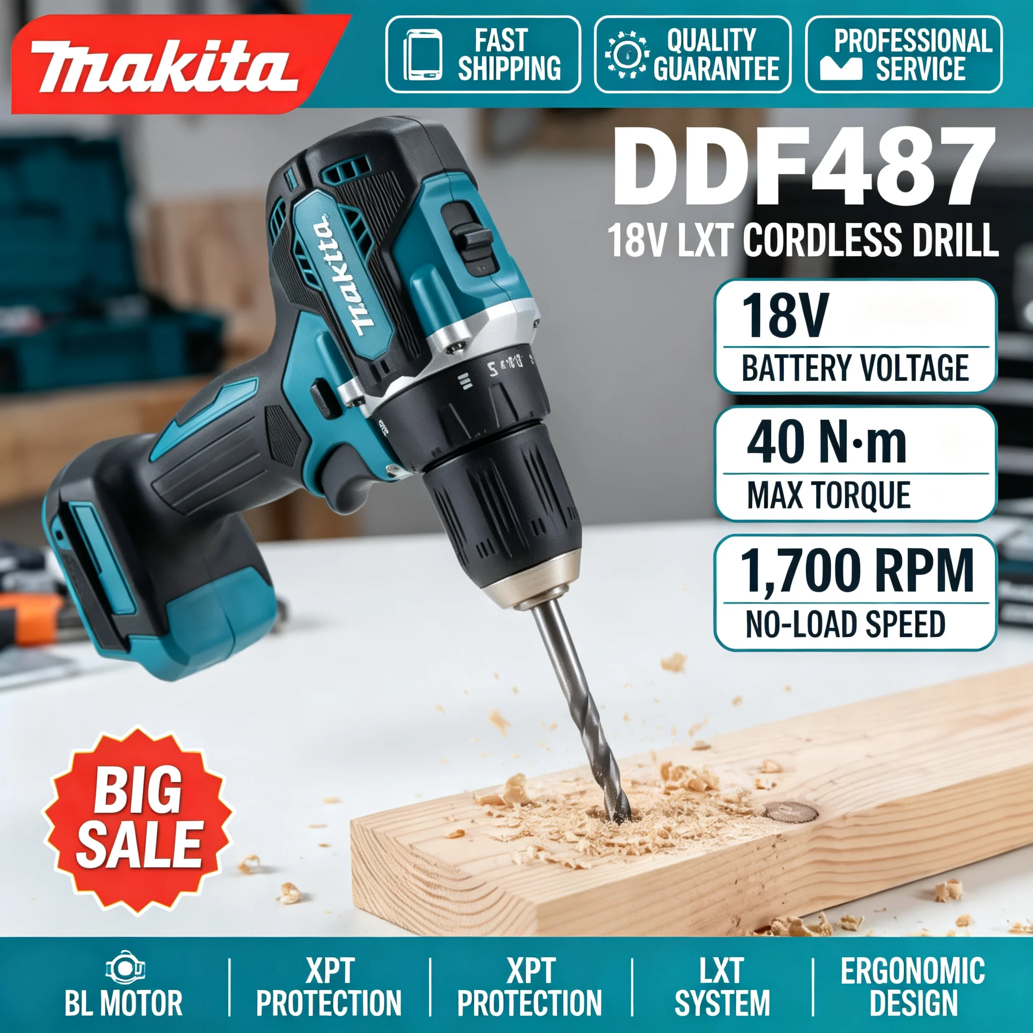 Makita DDF487 18V Akku-Bohrsch – Brushless Cordless Electric Drill 18V Bewertung und Preis
